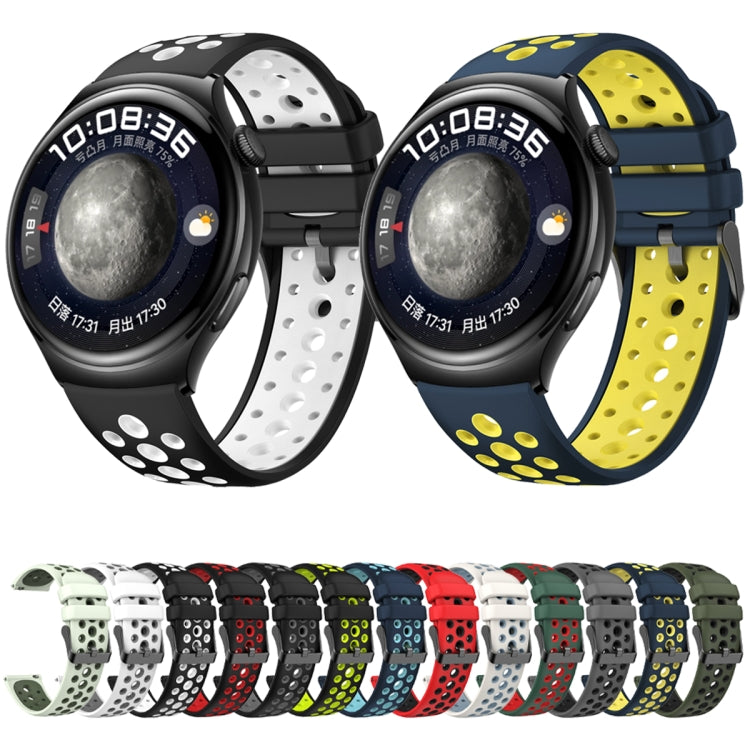 For Huawei Watch 4 Two Color Round Hole Silicone Watch Band(Ceylon Yellow) - Watch Bands by PMC TechLife | Online Shopping South Africa | PMC TechLife | Buy Now Pay Later Mobicred