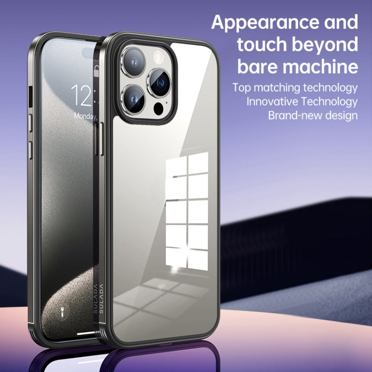 For iPhone 15 Pro SULADA Metal Frame + Nano Glass + TPU Phone Case(Blue) - free shipping - PMC TechLife - Order now!