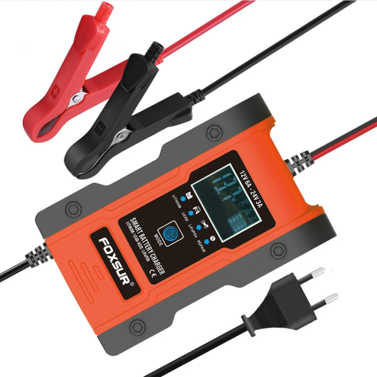 FOXSUR 12V-24V Car Motorcycle Repair Battery Charger AGM Charger Color:Red(EU Plug) - free shipping - PMC TechLife - Order now!