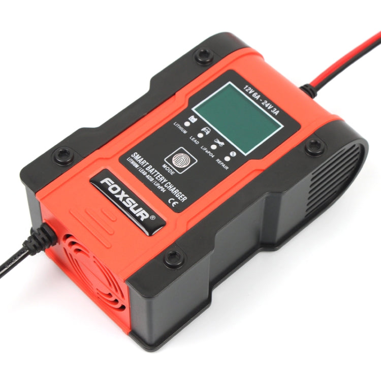 FOXSUR 12V-24V Car Motorcycle Repair Battery Charger AGM Charger Color:Red(EU Plug) - free shipping - PMC TechLife - Order now!