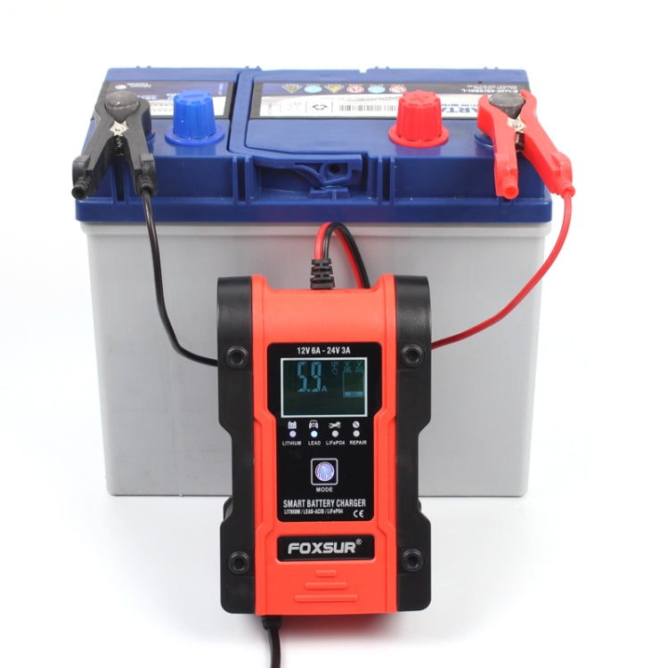 FOXSUR 12V-24V Car Motorcycle Repair Battery Charger AGM Charger Color:Red(EU Plug) - free shipping - PMC TechLife - Order now!