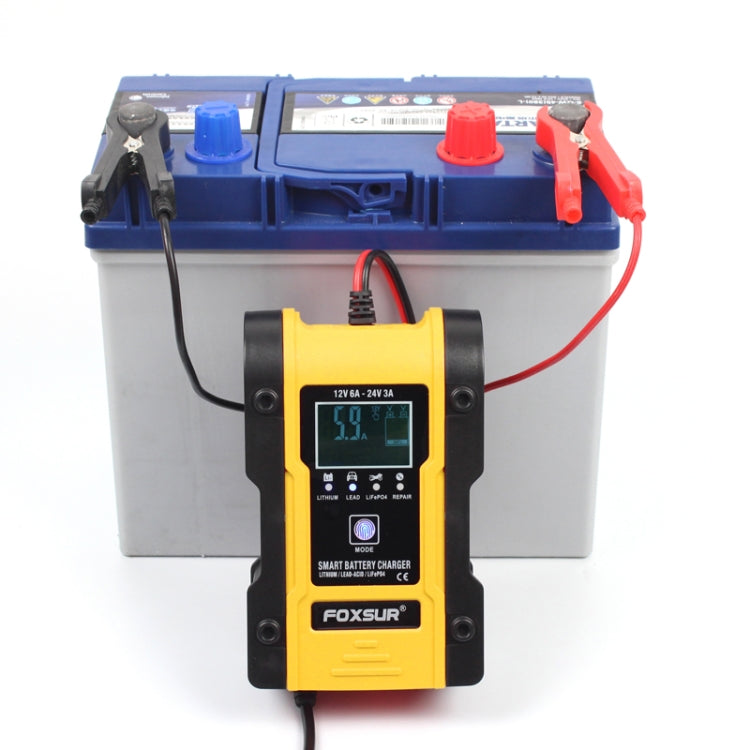 FOXSUR 12V-24V Car Motorcycle Repair Battery Charger AGM Charger Color:Yellow(EU Plug) - Battery Charger by FOXSUR | Online Shopping South Africa | PMC TechLife | Buy Now Pay Later Mobicred