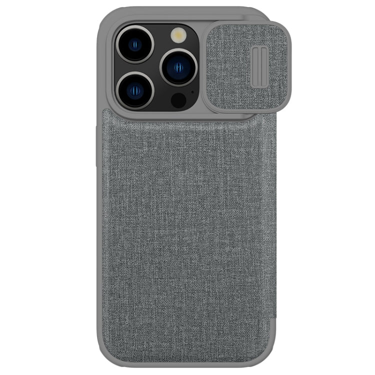 For iPhone 15 Pro Max NILLKIN QIN Series Pro Fabric Textured Leather Phone Case(Grey) - iPhone 15 Pro Max Cases by NILLKIN | Online Shopping South Africa | PMC Jewellery