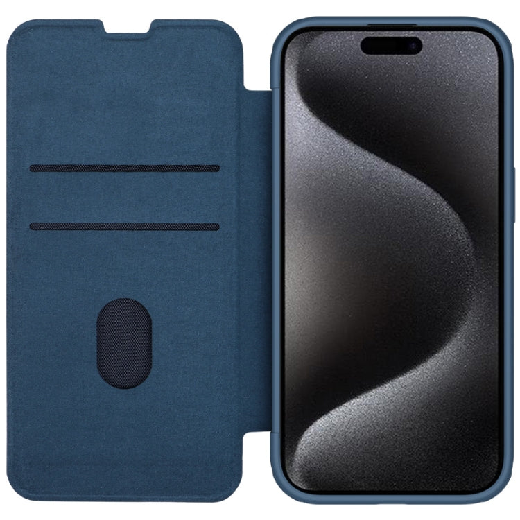 For iPhone 15 Pro Max NILLKIN QIN Series Pro Fabric Textured Leather Phone Case(Blue) - iPhone 15 Pro Max Cases by NILLKIN | Online Shopping South Africa | PMC Jewellery