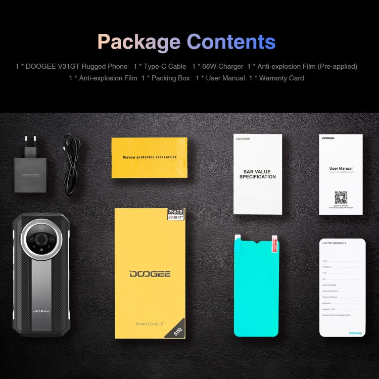 [HK Warehouse] DOOGEE V31GT, 12GB+256GB,  Thermal Imaging Camera, Side Fingerprint, 10800mAh Battery, 6.58 inch Android 13 Dimensity 1080 Octa Core, Network: 5G, OTG, NFC, Support Google Pay(Silver) - DOOGEE by DOOGEE | Online Shopping South Africa | PMC Jewellery