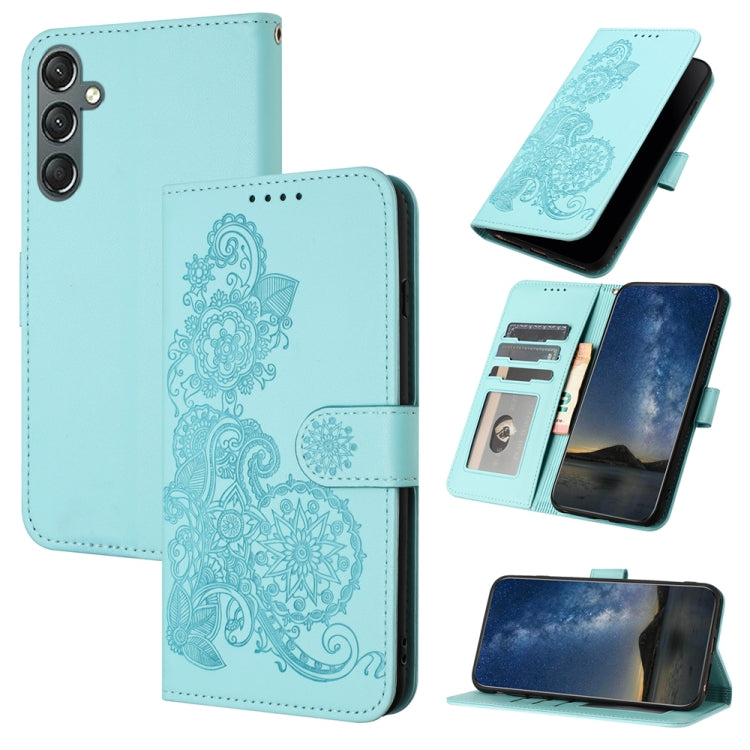 For Samsung Galaxy A24 4G Datura Flower Embossed Flip Leather Phone Case(Light blue) - free shipping - PMC TechLife - Order now!