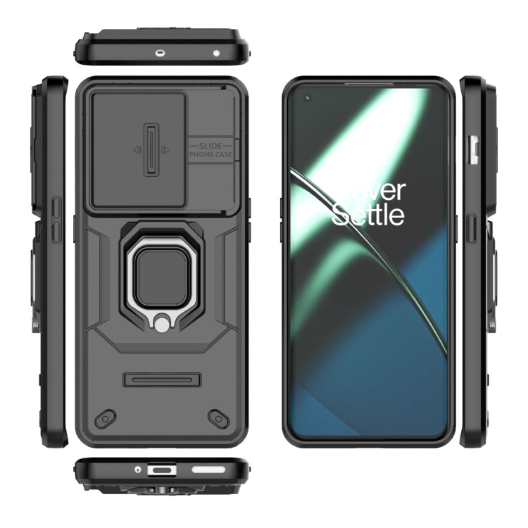 For OnePlus 11 5G Sliding Camshield TPU + PC Shockproof Phone Case with Holder(Black) - free shipping - PMC TechLife - Order now!