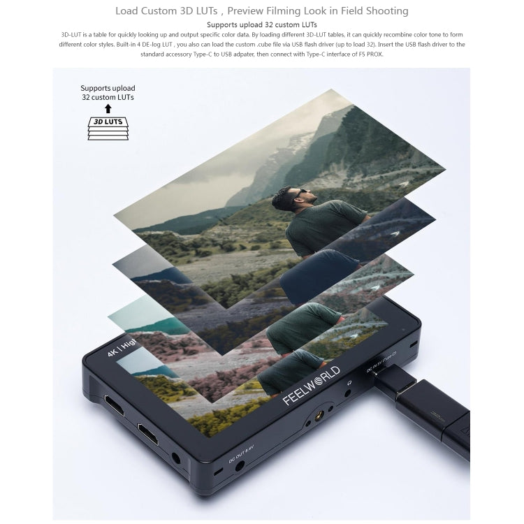 FEELWORLD F5 ProX 5.5 inch 1600nit High Bright Touch Screen DSLR Camera Field Monitor 4K HDMI F970 Install and Power Kit(Black) - free shipping - PMC TechLife - Order now!
