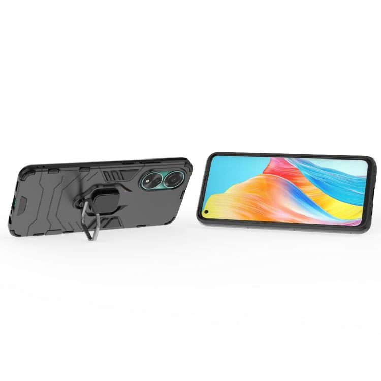 For OPPO A78 4G Shockproof PC + TPU Holder Phone Case(Black) - OPPO Cases by PMC TechLife | Online Shopping South Africa | PMC TechLife | Buy Now Pay Later Mobicred
