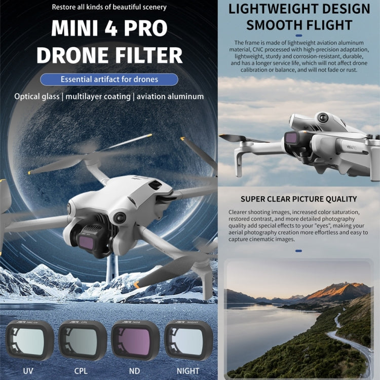 For DJI Mini 4 Pro JSR KB Series Drone Camera Lens Filter, Filter:6 in 1 UV CPL ND8/16/32/64 - free shipping - PMC TechLife - Order now!