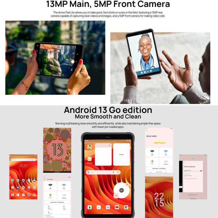 [HK Warehouse] Ulefone Armor Pad Lite Rugged Tablet PC, 3GB+32GB, 8.0 inch Android 13 MediaTek MT8766 Quad Core(Black) - Other by Ulefone | Online Shopping South Africa | PMC Jewellery