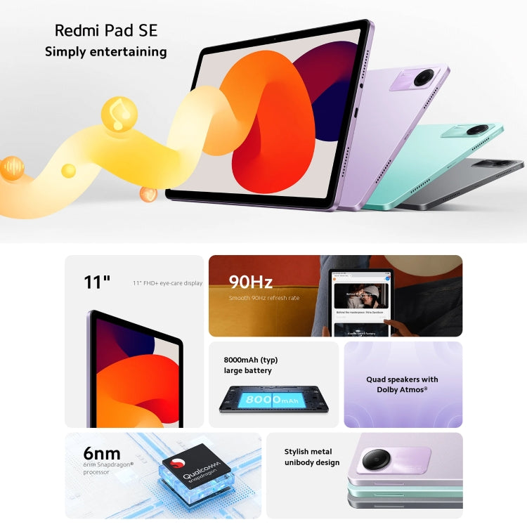Xiaomi Redmi Pad SE 11 inch, 8GB+128GB, MIUI Pad 14 OS Qualcomm Snapdragon 680 Octa Core, Not Support Google Play(Grey) - free shipping - PMC TechLife - Order now!