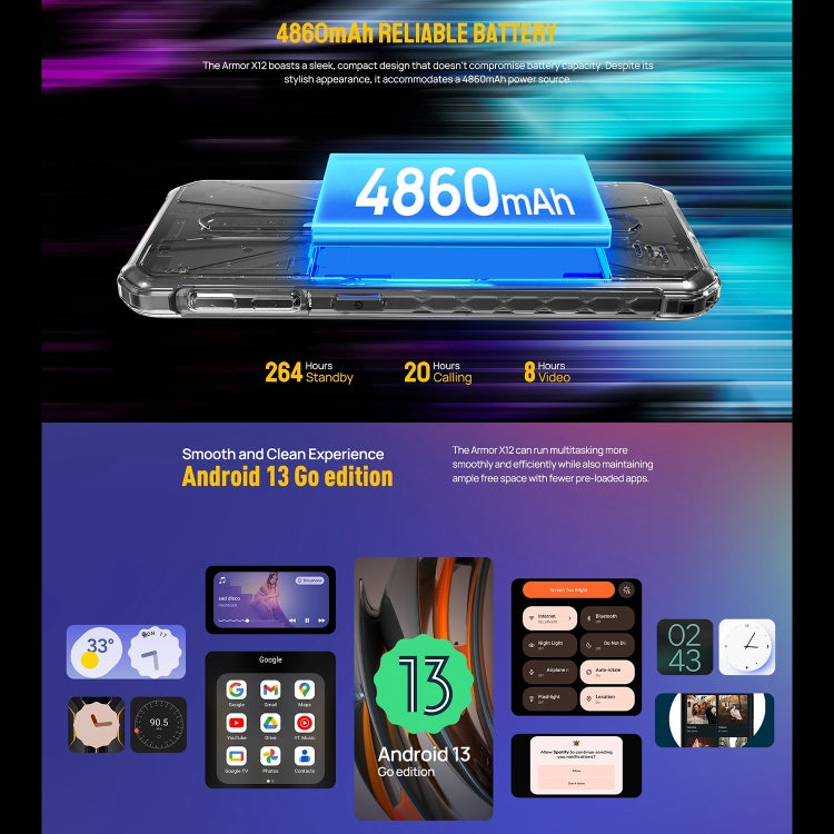 [HK Warehouse] Ulefone Armor X12, 3GB+32GB, Rugged Phone, Face Unlock, 5.45 inch Android 13 Go MediaTek Helio A22 Quad Core, Network: 4G, NFC(All Black) - Ulefone by Ulefone | Online Shopping South Africa | PMC Jewellery