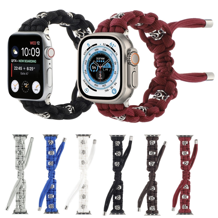 For Apple Watch Ultra 49mm Silk Silver Beads Braided Watch Band(Grey) - Watch Bands by PMC TechLife | Online Shopping South Africa | PMC TechLife