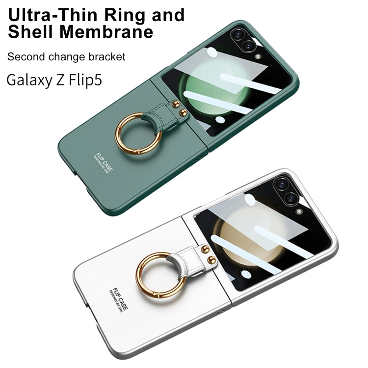 For Samsung Galaxy Z Flip5 GKK Integrated Ultra-thin PC Ring Holder Phone Case(Dark Green) - Galaxy Z Flip5 Cases by GKK | Online Shopping South Africa | PMC TechLife | Buy Now Pay Later Mobicred