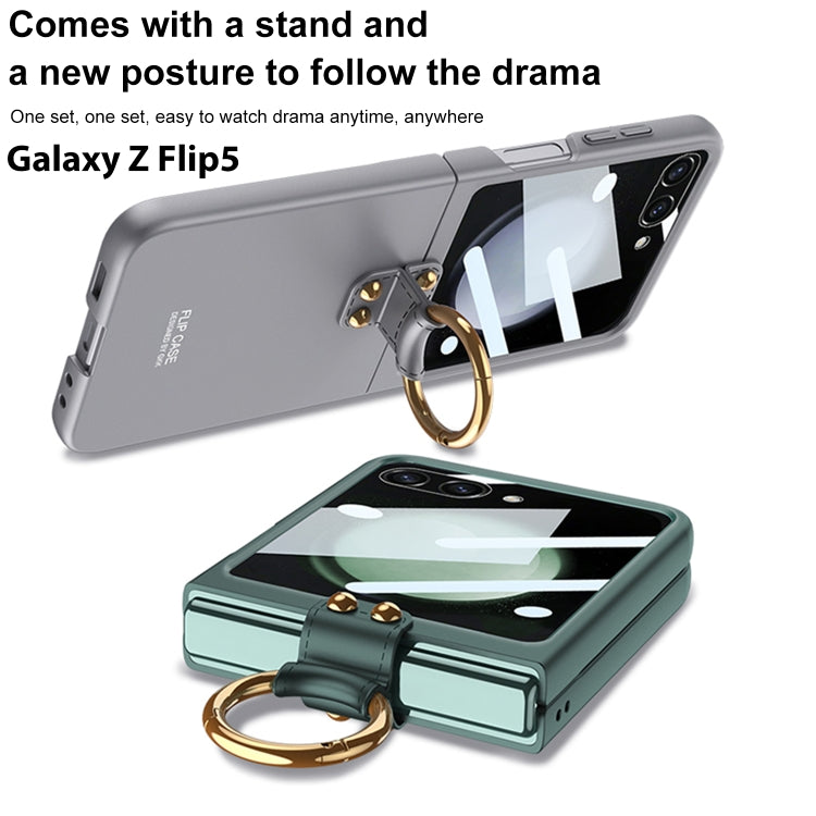 For Samsung Galaxy Z Flip5 GKK Integrated Ultra-thin PC Ring Holder Phone Case(Dark Green) - Galaxy Z Flip5 Cases by GKK | Online Shopping South Africa | PMC TechLife | Buy Now Pay Later Mobicred
