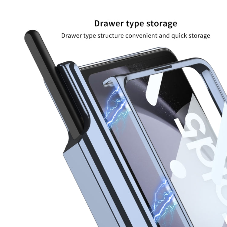For Samsung Galaxy Z Fold5 5G GKK Integrated Push Lens Window Fold Hinge Phone Case with Pen Slots(Blue) - free shipping - PMC TechLife - Order now!