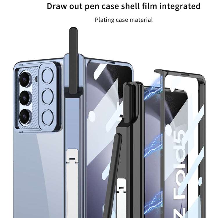 For Samsung Galaxy Z Fold5 5G GKK Integrated Push Lens Window Fold Hinge Phone Case with Pen Slots(Silver) - free shipping - PMC TechLife - Order now!