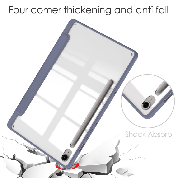 For Samsung Galaxy Tab S9 FE / S10 FE Acrylic 3-folding Smart Leather Tablet Case with Pen Slot(Lavender) - Galaxy Tab S9 FE by PMC TechLife | Online Shopping South Africa | PMC TechLife | Buy Now Pay Later Mobicred