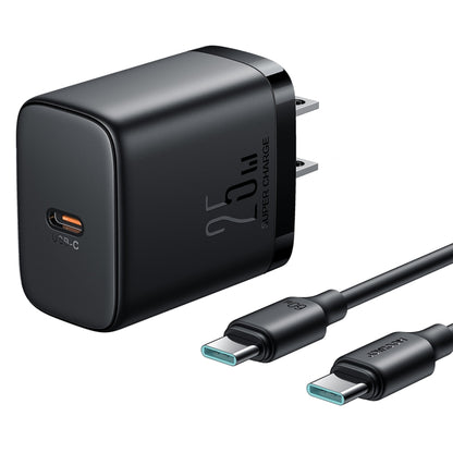 JOYROOM JR-TCF11 25W USB-C / Type-C Port Fast Charger with Cable Set, US Plug(Black) - USB Charger by JOYROOM | Online Shopping South Africa | PMC Jewellery