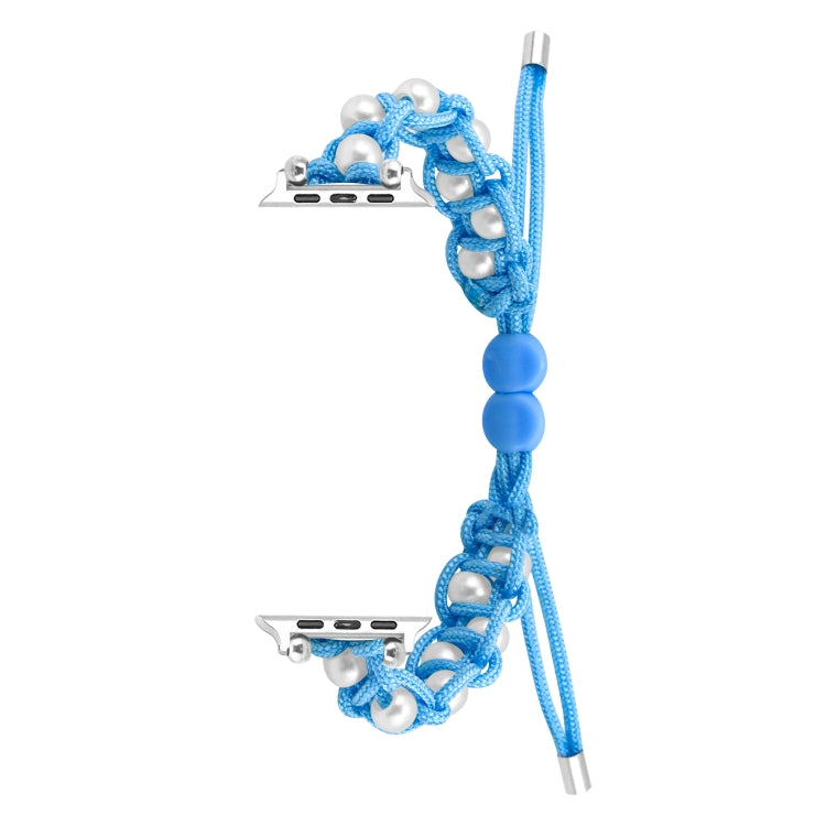 For Apple Watch Series 9 41mm Paracord Gypsophila Beads Drawstring Braided Watch Band(Blue) - free shipping - PMC TechLife - Order now!