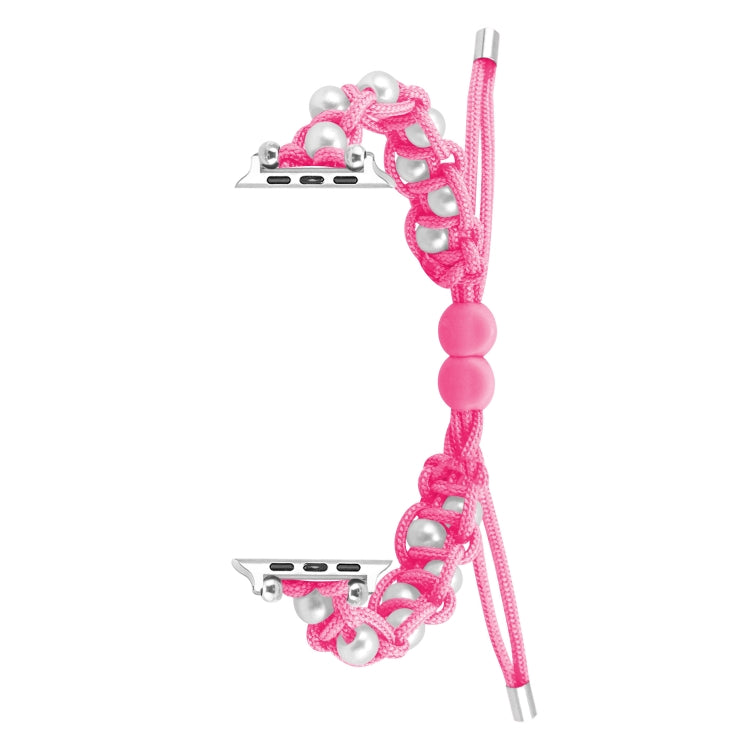 For Apple Watch SE 40mm Paracord Gypsophila Beads Drawstring Braided Watch Band(Pink) - Watch Bands by PMC TechLife | Online Shopping South Africa | PMC TechLife