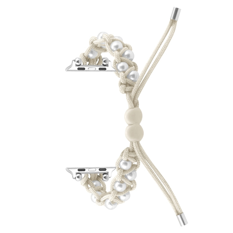 For Apple Watch Series 4 40mm Paracord Gypsophila Beads Drawstring Braided Watch Band(White) - Watch Bands by PMC TechLife | Online Shopping South Africa | PMC TechLife