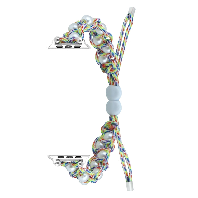 For Apple Watch Series 4 40mm Paracord Gypsophila Beads Drawstring Braided Watch Band(Rainbow) - Watch Bands by PMC TechLife | Online Shopping South Africa | PMC TechLife