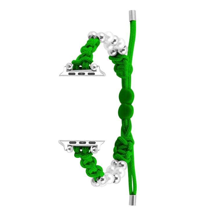 For Apple Watch Ultra 2 49mm Paracord Row Beads Drawstring Braided Watch Band(Green) - Watch Bands by PMC TechLife | Online Shopping South Africa | PMC TechLife