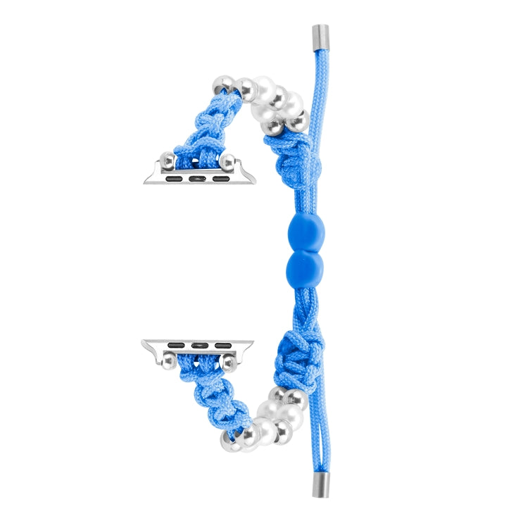 For Apple Watch SE 2022 40mm Paracord Row Beads Drawstring Braided Watch Band(Blue) - Watch Bands by PMC TechLife | Online Shopping South Africa | PMC TechLife