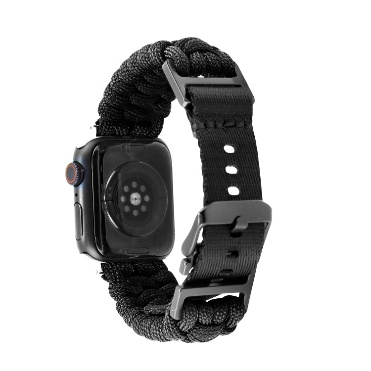 For Apple Watch Series 3 42mm Paracord Plain Braided Webbing Buckle Watch Band(Black) - free shipping - PMC TechLife - Order now!