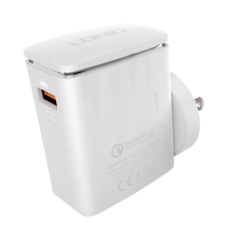 LDNIO A1301Q 2 in 1 18W QC3.0 USB Interface Travel Charger Mobile Phone Charger with Micro USB Data Cable, US Plug - USB Charger by LDNIO | Online Shopping South Africa | PMC TechLife | Buy Now Pay Later Mobicred