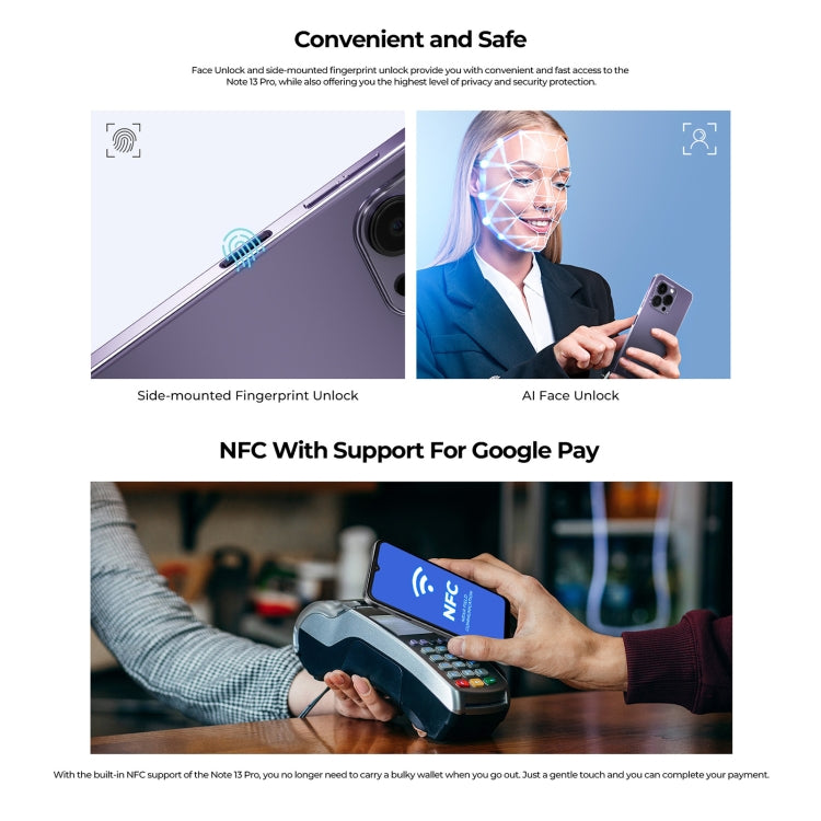 HOTWAV Note 13 Pro, 8GB+256GB, Side Fingerprint Identification, 6.6 inch Android 13 UMS9230 T606 Octa Core up to 1.6GHz, Network: 4G, NFC, OTG(Black) - free shipping - PMC TechLife - Order now!