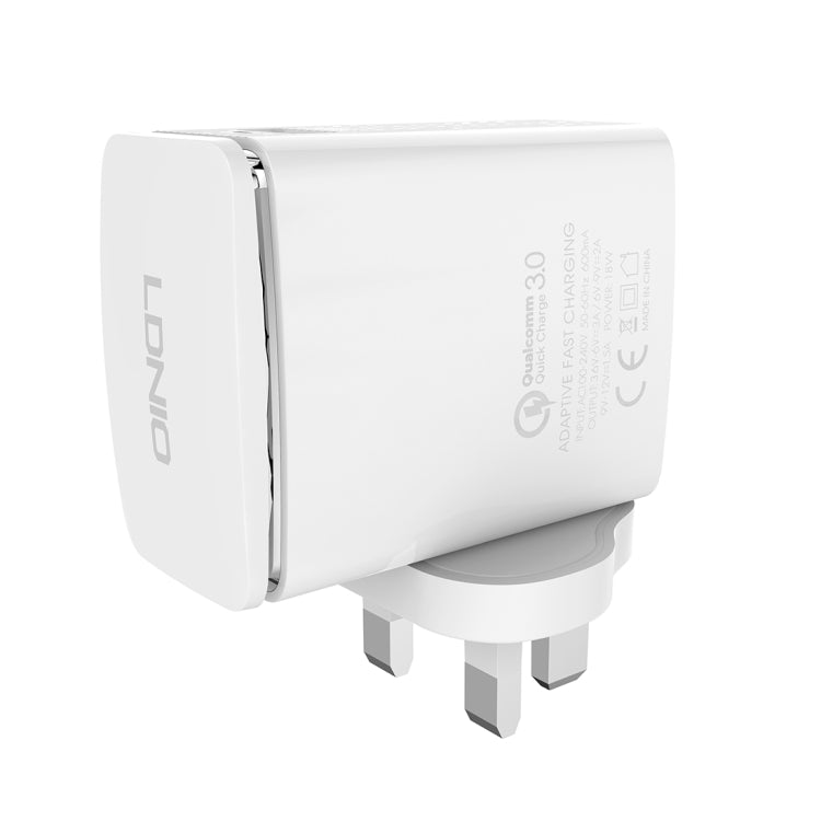 LDNIO A1301Q 2 in 1 18W QC3.0 USB Interface Travel Charger Mobile Phone Charger with Type-C / USB-C Data Cable, UK Plug - USB Charger by LDNIO | Online Shopping South Africa | PMC TechLife | Buy Now Pay Later Mobicred
