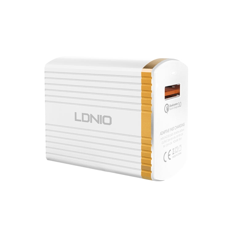 LDNIO A1302Q 2 in 1 18W QC3.0 USB Interface Grid Shape Travel Charger Mobile Phone Charger with Type-C / USB-C Data Cable, US Plug - free shipping - PMC TechLife - Order now!