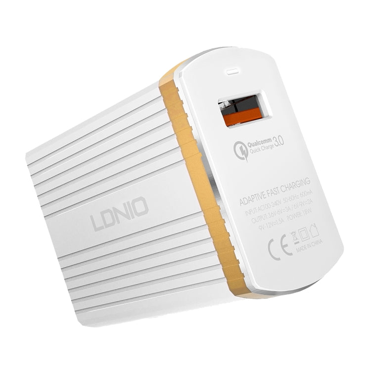 LDNIO A1302Q 2 in 1 18W QC3.0 USB Interface Grid Shape Travel Charger Mobile Phone Charger with Type-C / USB-C Data Cable, US Plug - free shipping - PMC TechLife - Order now!