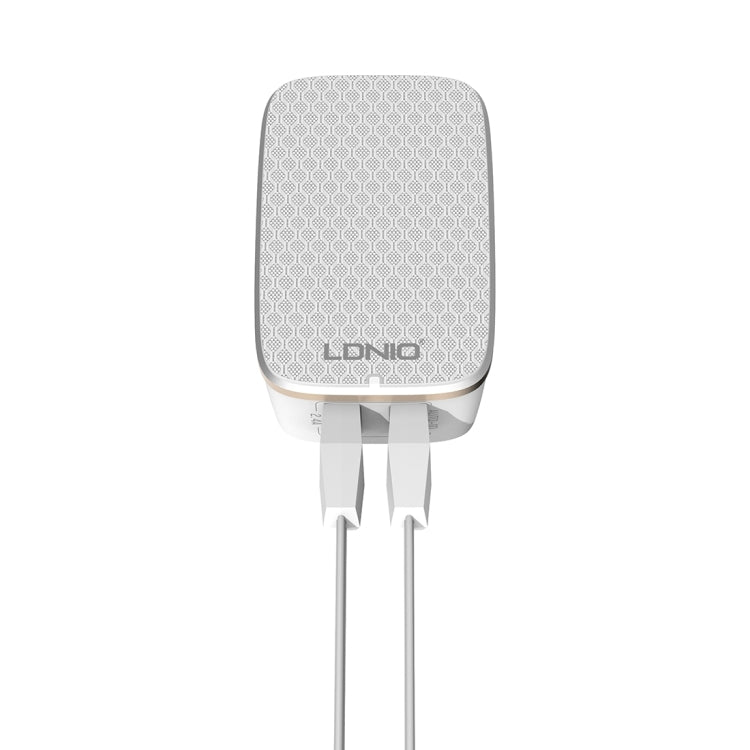 LDNIO A2204 2 in 1 12W Dual USB Interface Travel Charger Mobile Phone Charger with 8 Pin Data Cable, US Plug - free shipping - PMC TechLife - Order now!