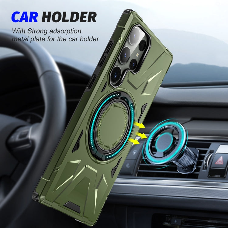 For Samsung Galaxy S23 5G MagSafe Magnetic Shockproof Phone Case with Ring Holder(Dark Green) - Galaxy S23 5G Cases by PMC TechLife | Online Shopping South Africa | PMC TechLife