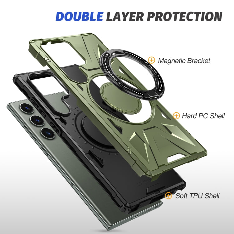 For Samsung Galaxy S23 5G MagSafe Magnetic Shockproof Phone Case with Ring Holder(Dark Green) - Galaxy S23 5G Cases by PMC TechLife | Online Shopping South Africa | PMC TechLife