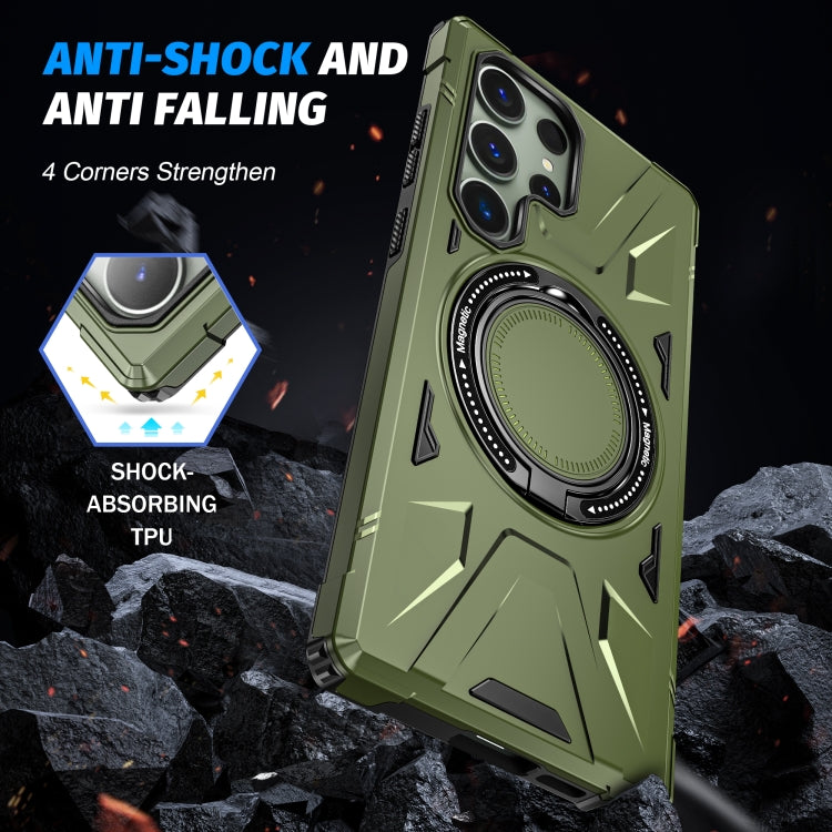 For Samsung Galaxy S23 5G MagSafe Magnetic Shockproof Phone Case with Ring Holder(Dark Green) - Galaxy S23 5G Cases by PMC TechLife | Online Shopping South Africa | PMC TechLife