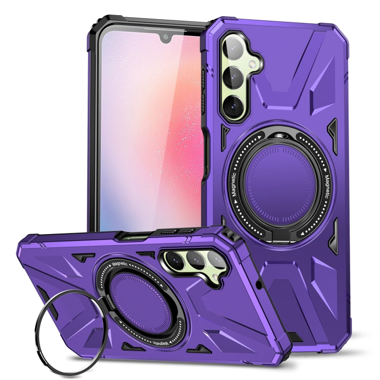 For Samsung Galaxy A24 5G MagSafe Magnetic Shockproof Phone Case with Ring Holder(Purple) - Galaxy Phone Cases by PMC Jewellery | Online Shopping South Africa | PMC Jewellery