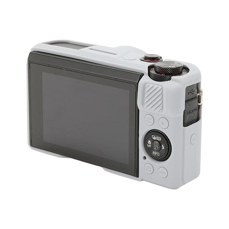 For Canon PowerShot G7 X Mark II / G7X2 Soft Silicone Protective Case with Lens Cover(Grey) - Protective Case by PMC TechLife | Online Shopping South Africa | PMC TechLife | Buy Now Pay Later Mobicred