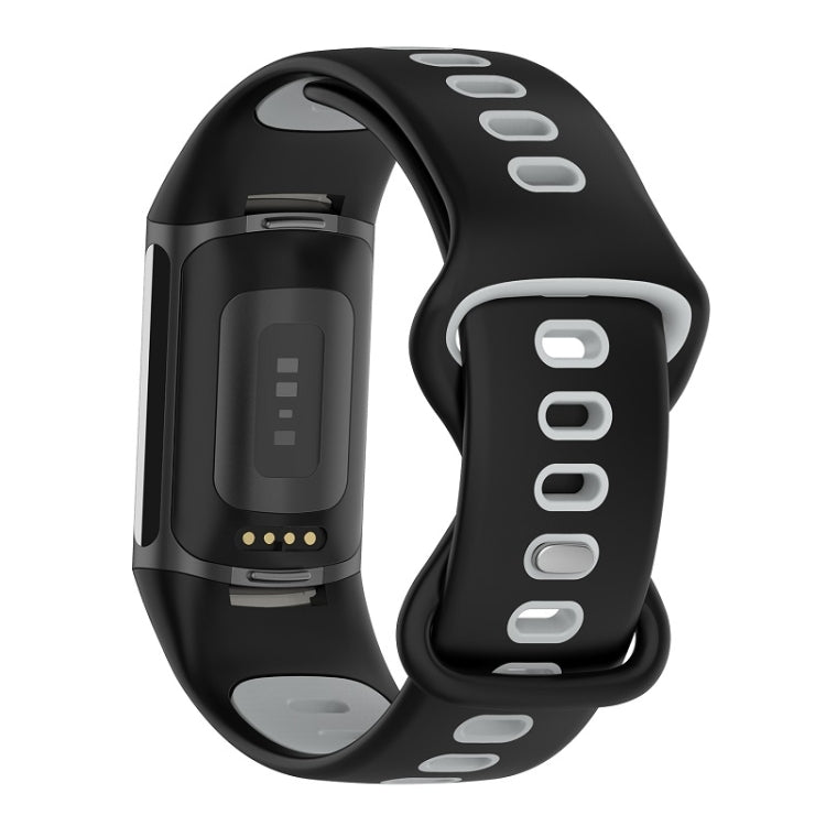 For Fitbit Charge 6 Two Color Silicone Watch Band(Black Grey) - Watch Bands by PMC TechLife | Online Shopping South Africa | PMC TechLife