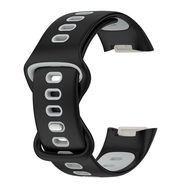 For Fitbit Charge 6 Two Color Silicone Watch Band(Black Grey) - Watch Bands by PMC TechLife | Online Shopping South Africa | PMC TechLife