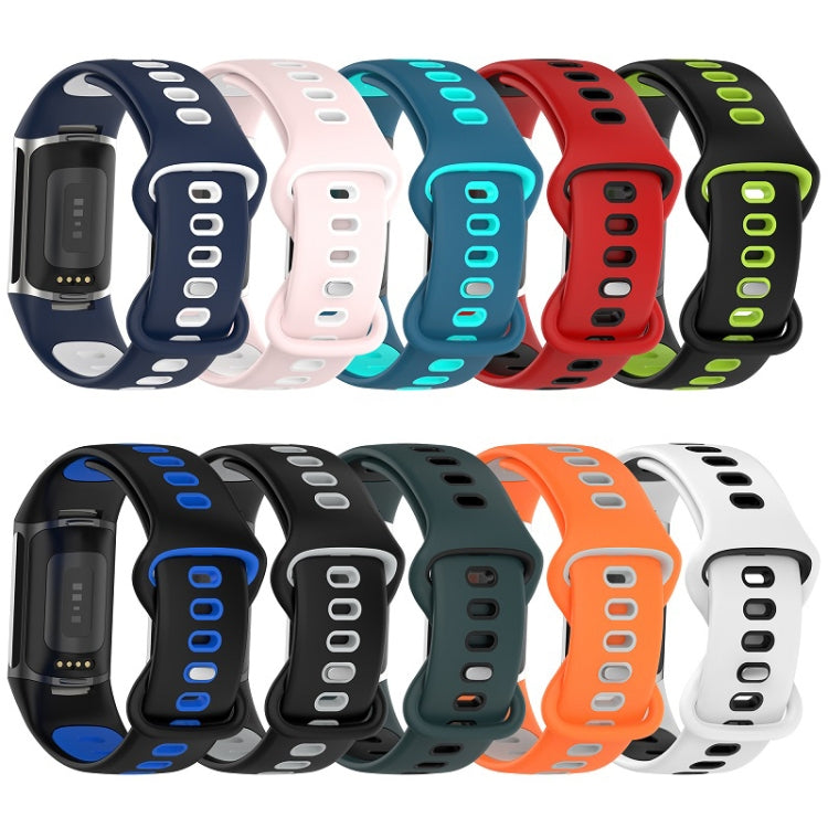 For Fitbit Charge 6 Two Color Silicone Watch Band(Blue Teal) - Watch Bands by PMC TechLife | Online Shopping South Africa | PMC TechLife
