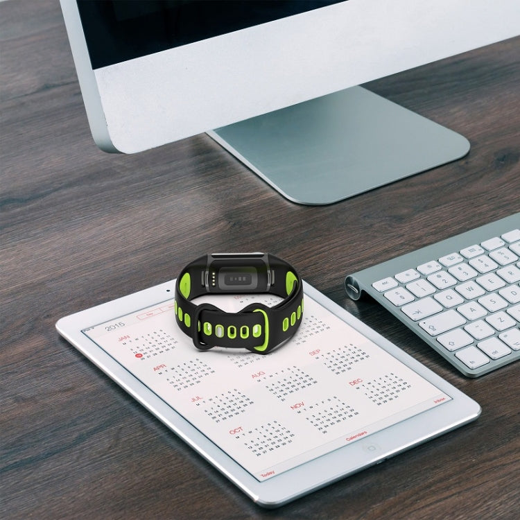 For Fitbit Charge 6 Two Color Silicone Watch Band(Black Lime) - Watch Bands by PMC TechLife | Online Shopping South Africa | PMC TechLife