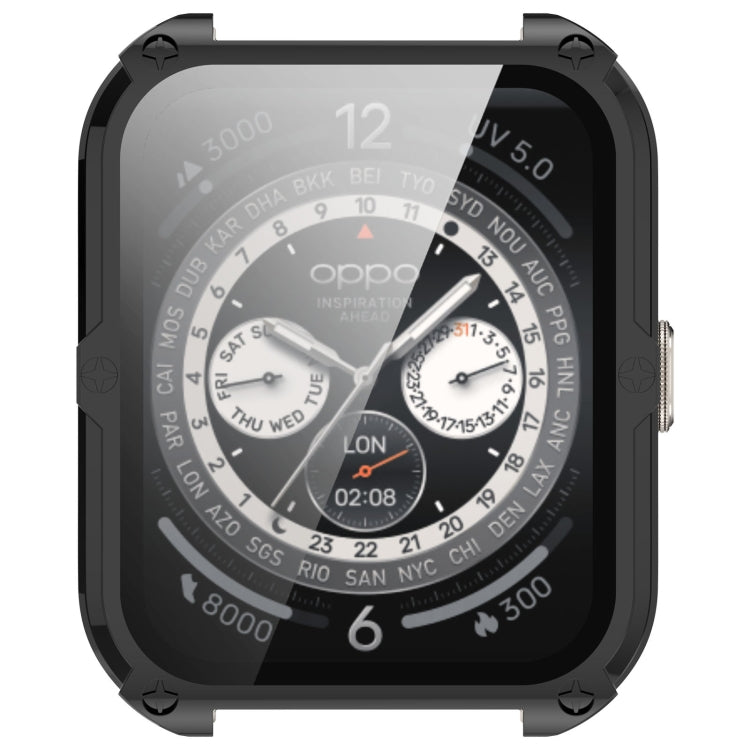 For OPPO Watch 4 Pro PC + Tempered Film Integrated Watch Protective Case(Black) -  by PMC TechLife | Online Shopping South Africa | PMC TechLife