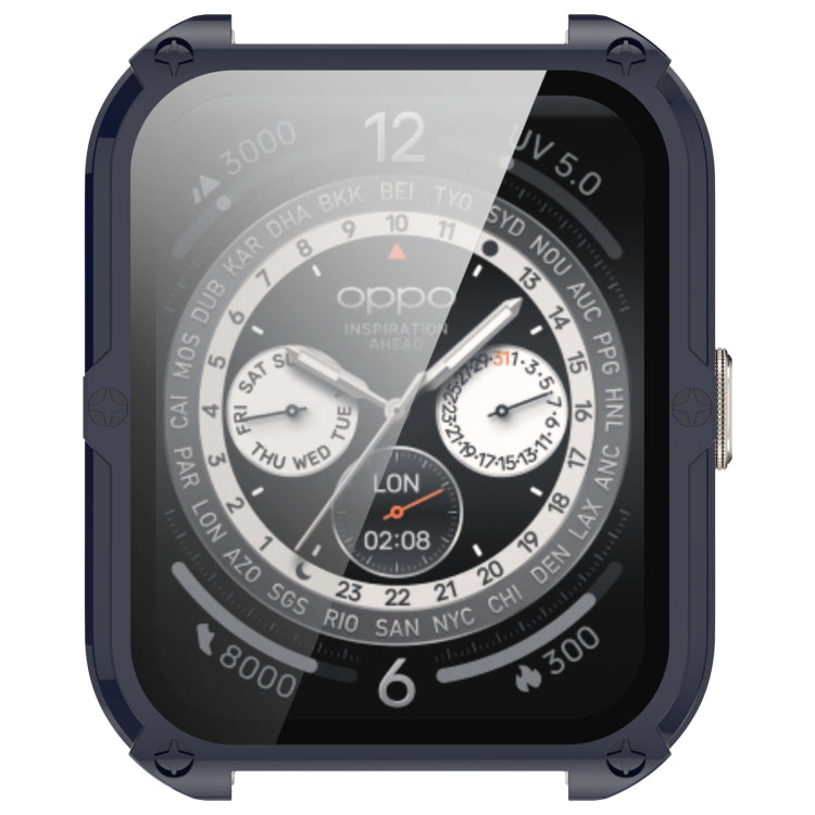 For OPPO Watch 4 Pro PC + Tempered Film Integrated Watch Protective Case(Ink Blue) -  by PMC TechLife | Online Shopping South Africa | PMC TechLife