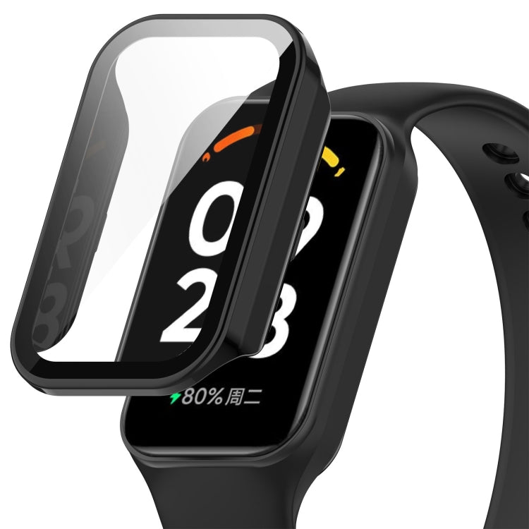 For Xiaomi Smart Band 8 Active / Redmi Band 2 PC + Tempered Film Integrated Watch Protective Case(Black) - Watch Cases by PMC TechLife | Online Shopping South Africa | PMC TechLife
