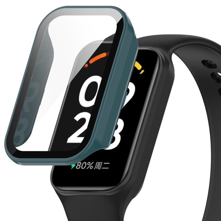 For Xiaomi Smart Band 8 Active / Redmi Band 2 PC + Tempered Film Integrated Watch Protective Case(Pine Green) - Watch Cases by PMC TechLife | Online Shopping South Africa | PMC TechLife